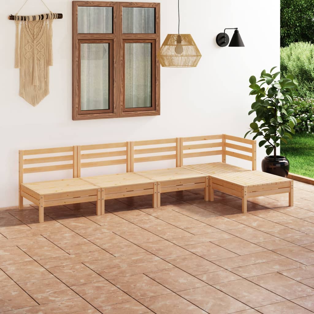 5-delige Loungeset massief grenenhout – afbeelding 1