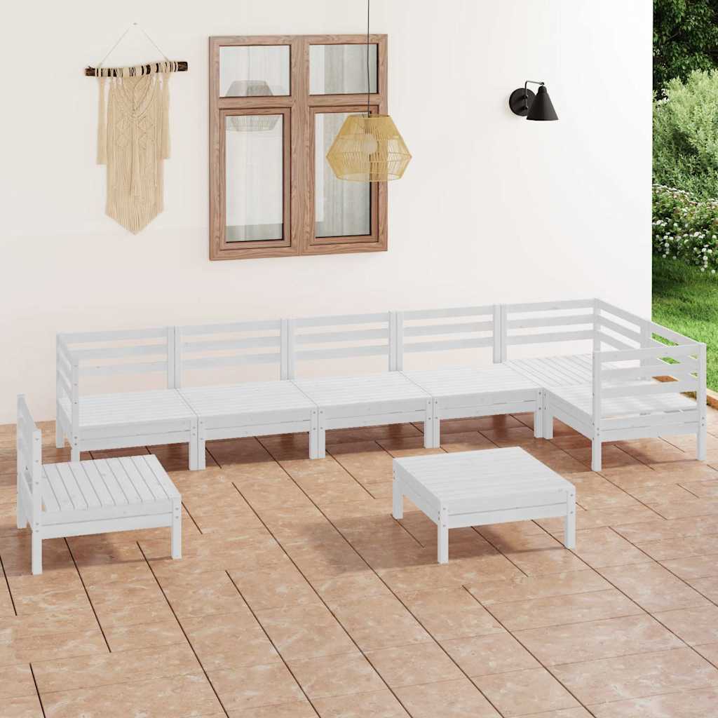 8-delige Loungeset massief grenenhout wit
