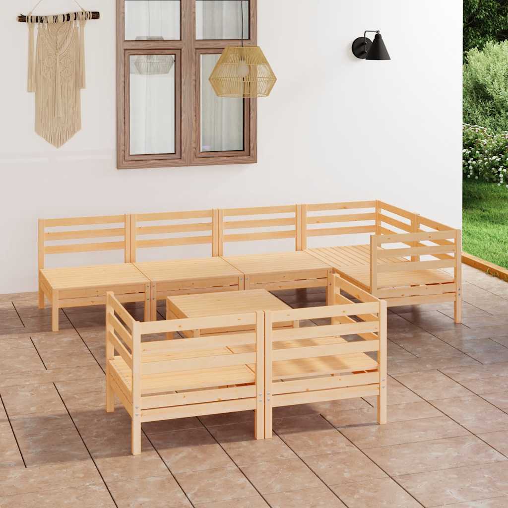 8-delige Loungeset massief grenenhout – afbeelding 1