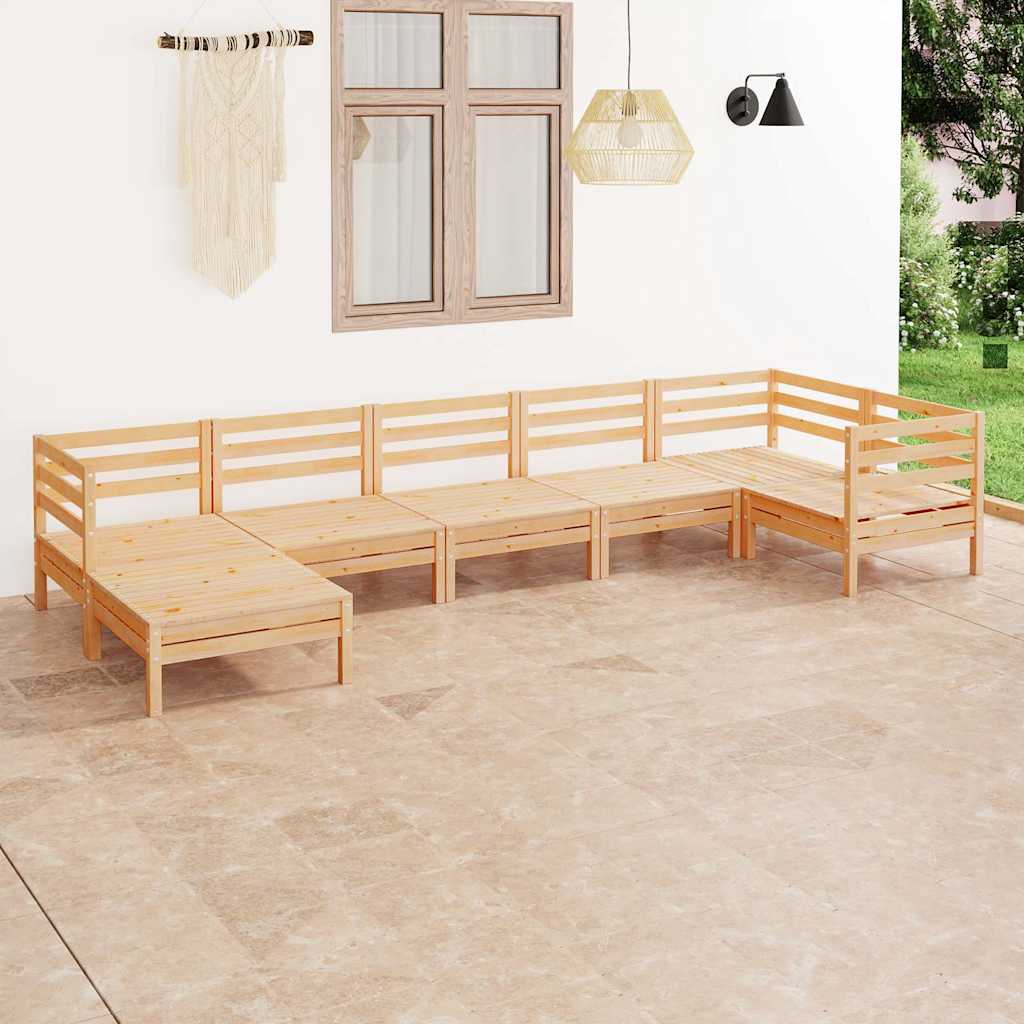 7-delige Loungeset massief grenenhout – afbeelding 1