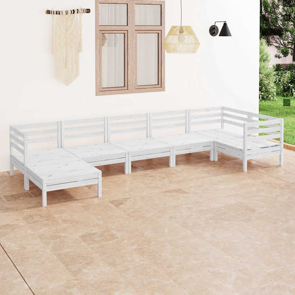 7-delige Loungeset massief grenenhout wit