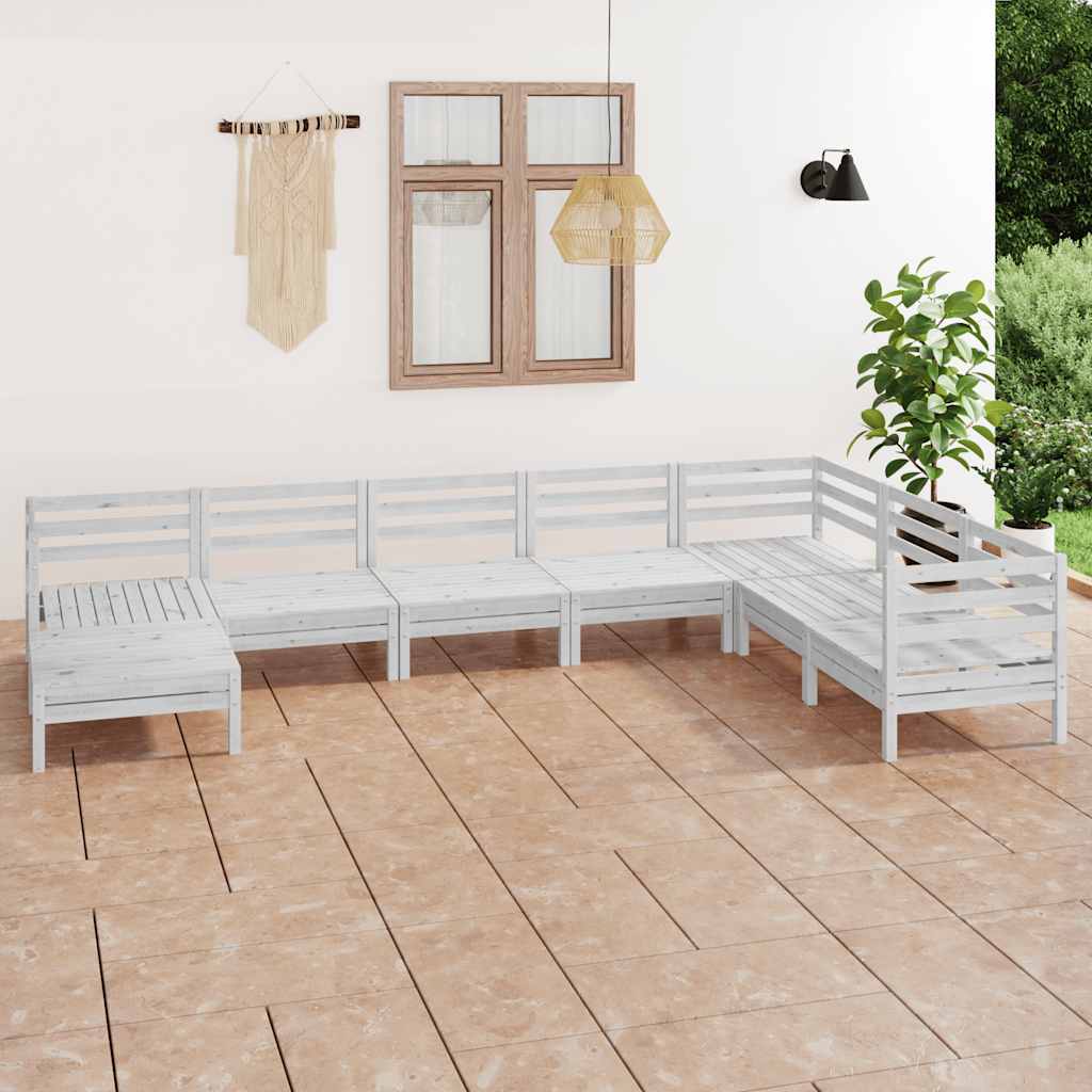 8-delige Loungeset massief grenenhout wit