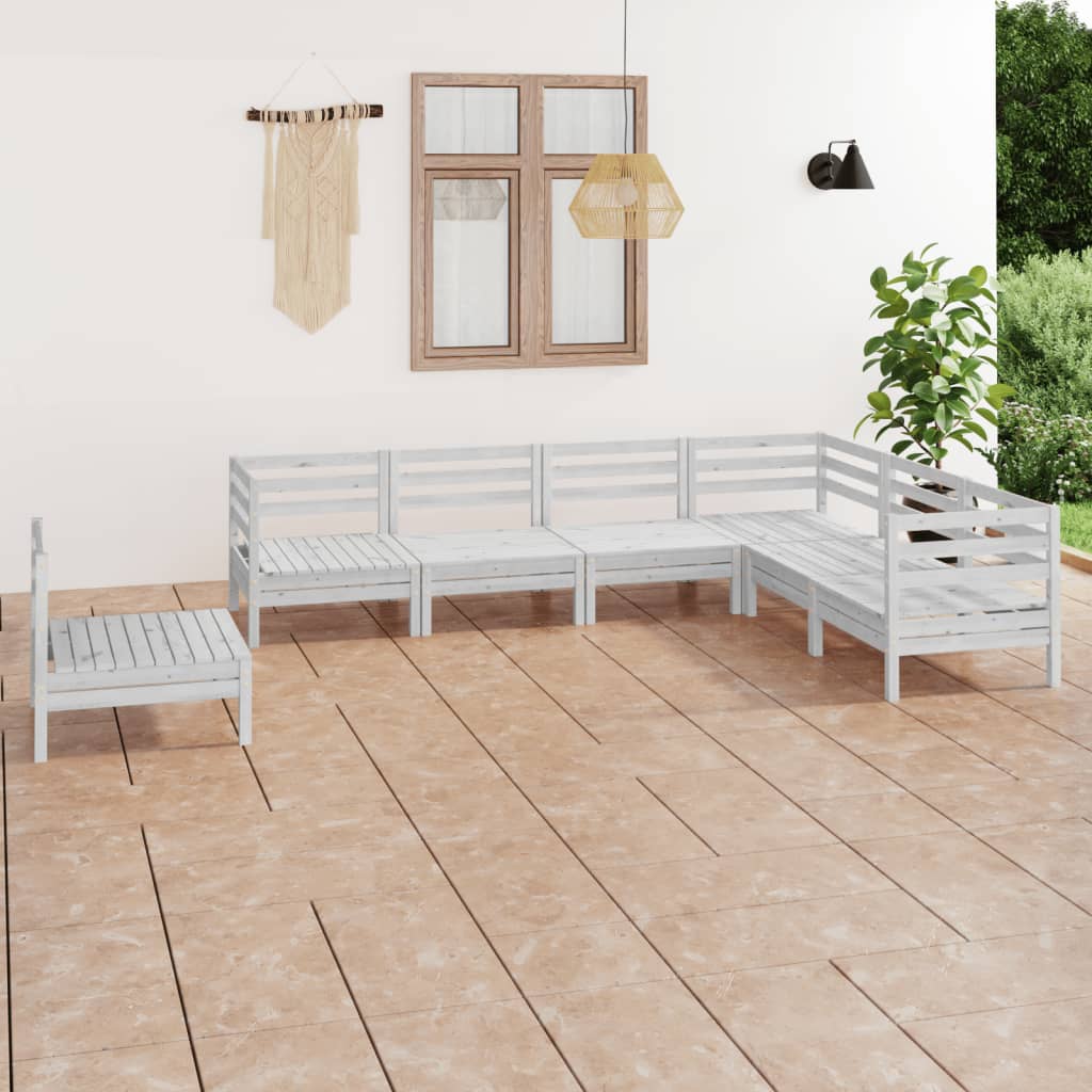 7-delige Loungeset massief grenenhout wit
