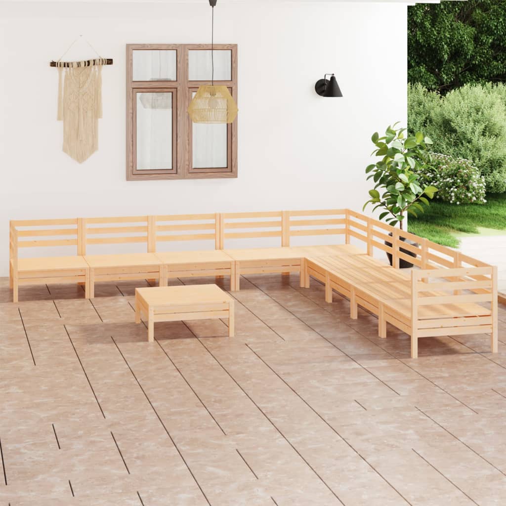 10-delige Loungeset massief grenenhout – afbeelding 1