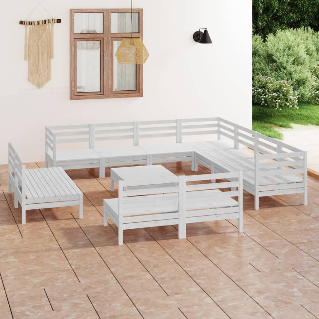12-delige Loungeset massief grenenhout wit