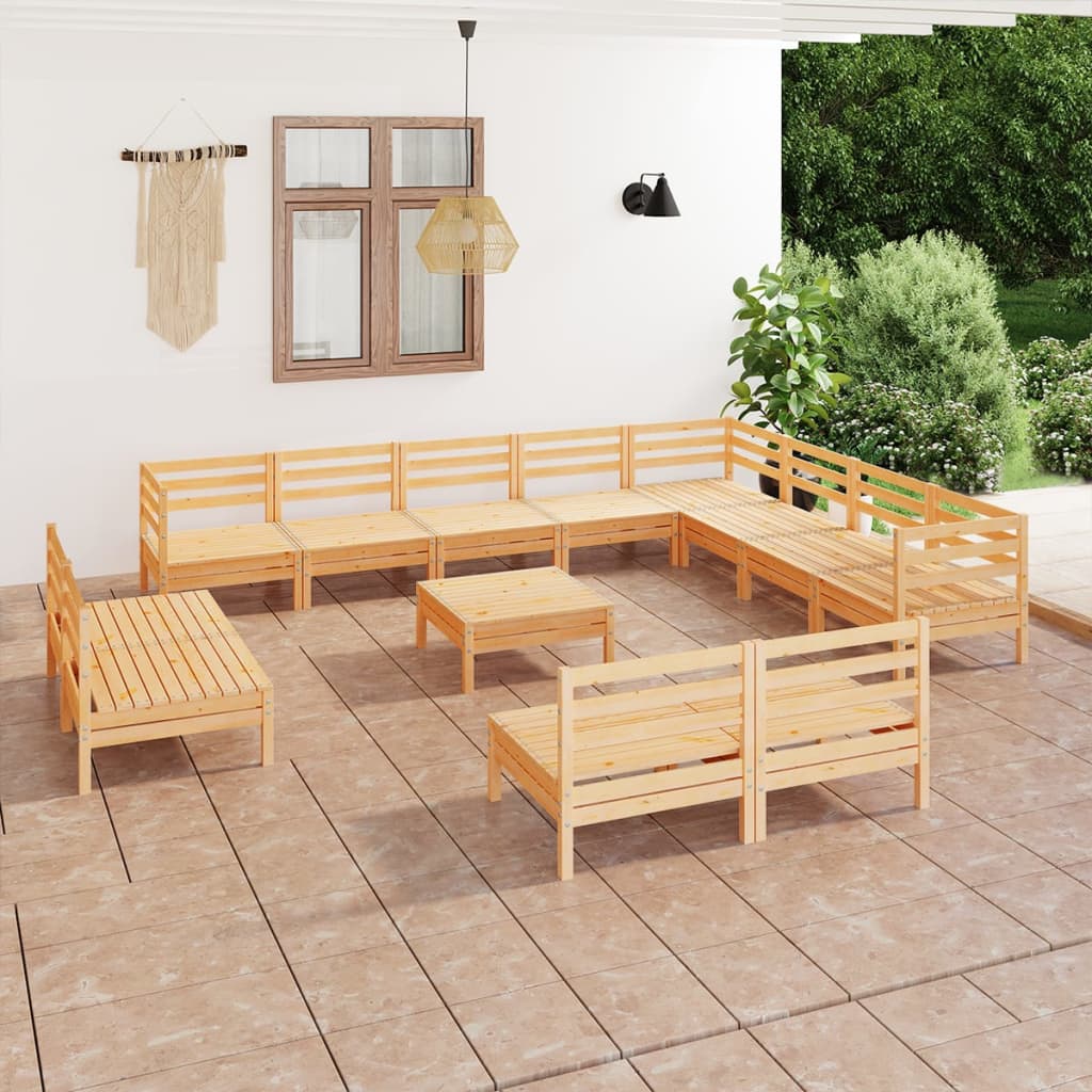 13-delige Loungeset massief grenenhout – afbeelding 1