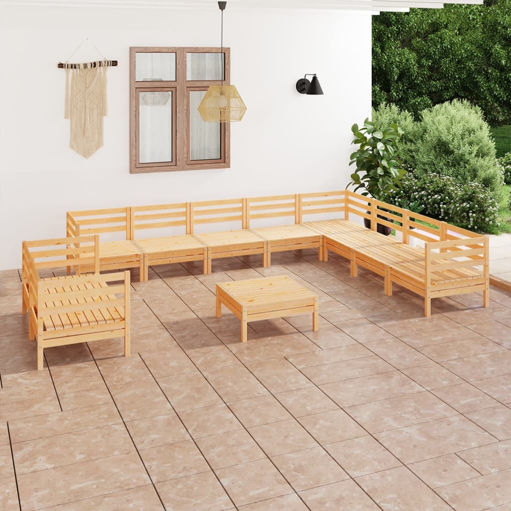 11-delige Loungeset massief grenenhout – afbeelding 1