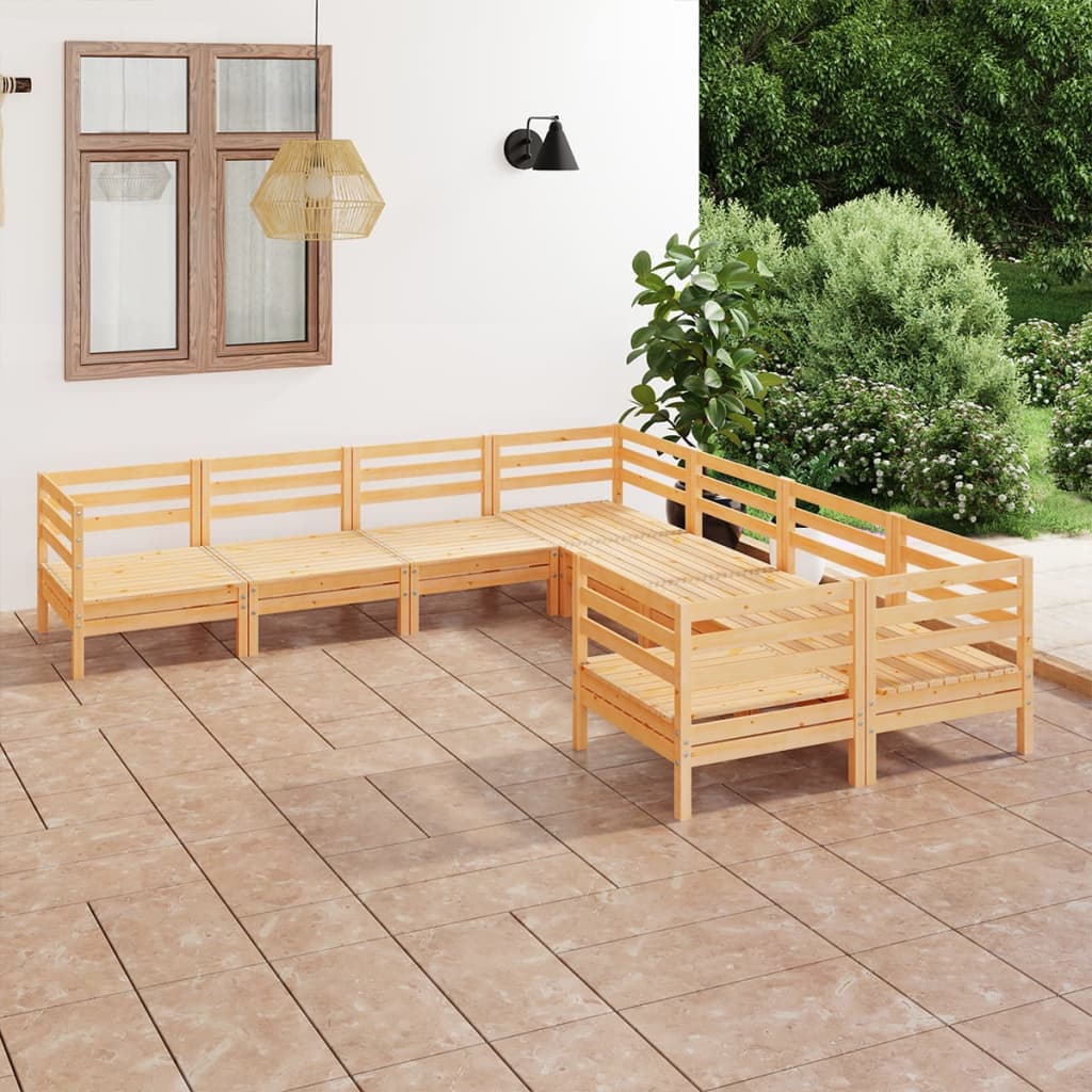 8-delige Loungeset massief grenenhout – afbeelding 1