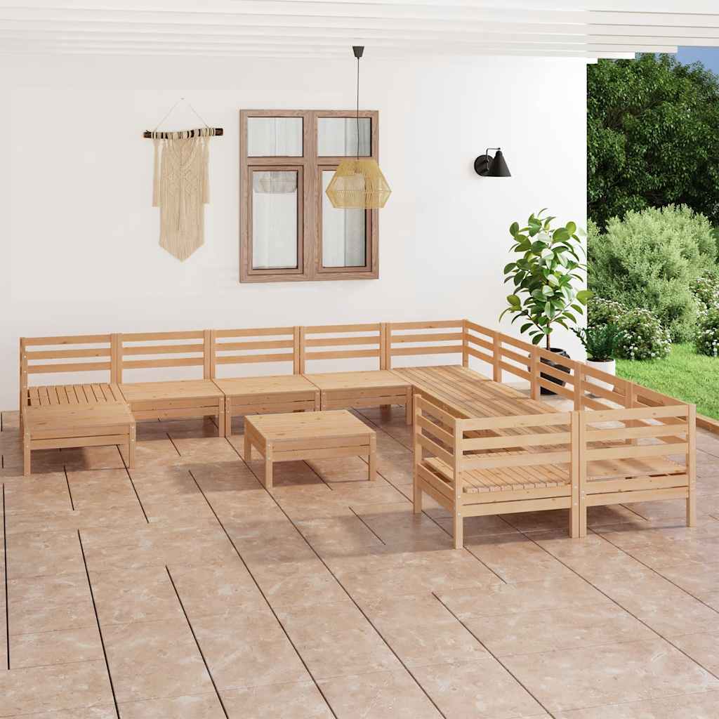 12-delige Loungeset massief grenenhout – afbeelding 1