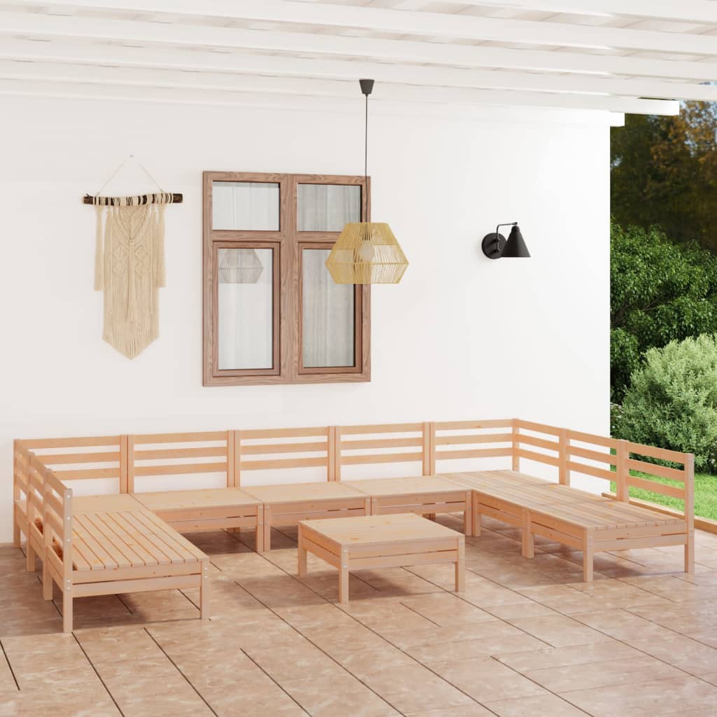 10-delige Loungeset massief grenenhout – afbeelding 1