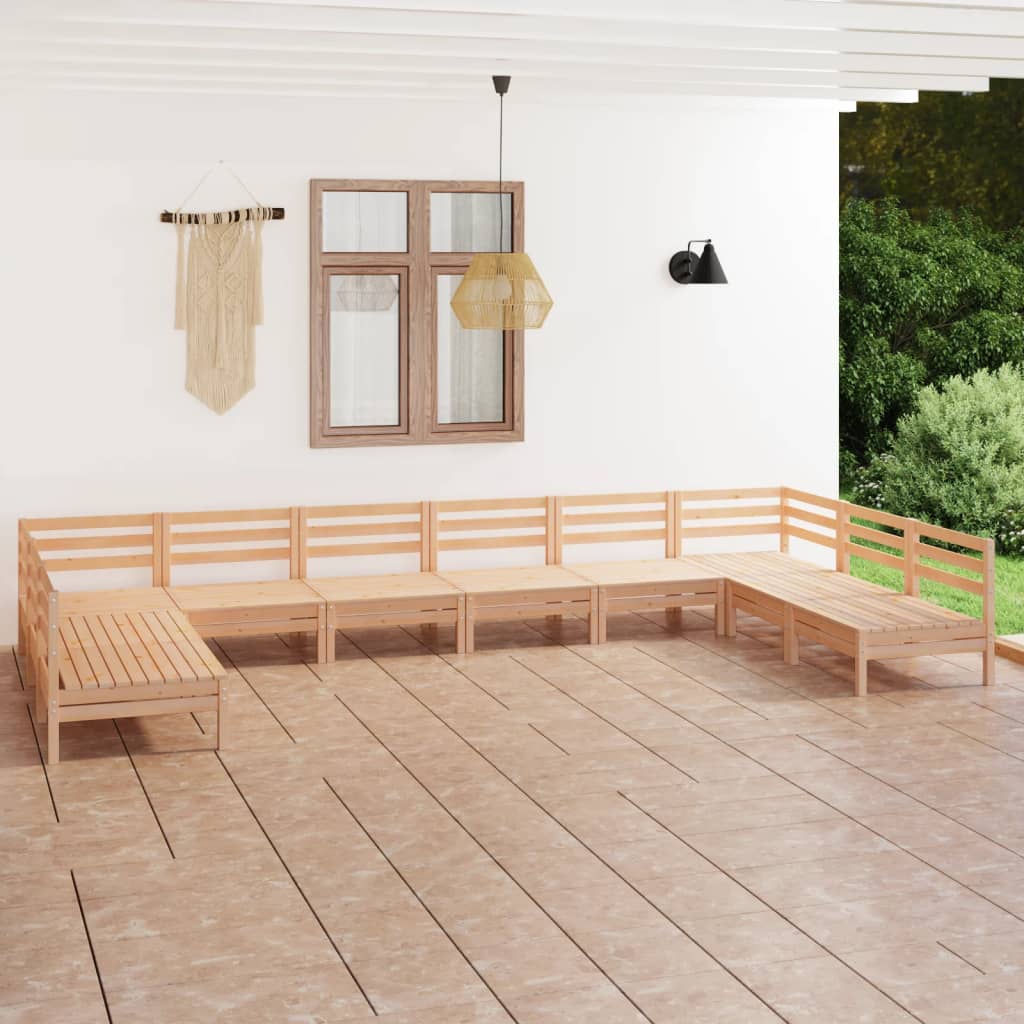 10-delige Loungeset massief grenenhout – afbeelding 1