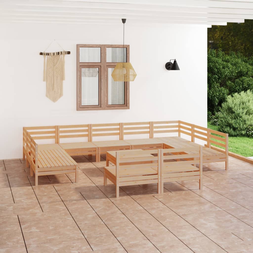 12-delige Loungeset massief grenenhout – afbeelding 1