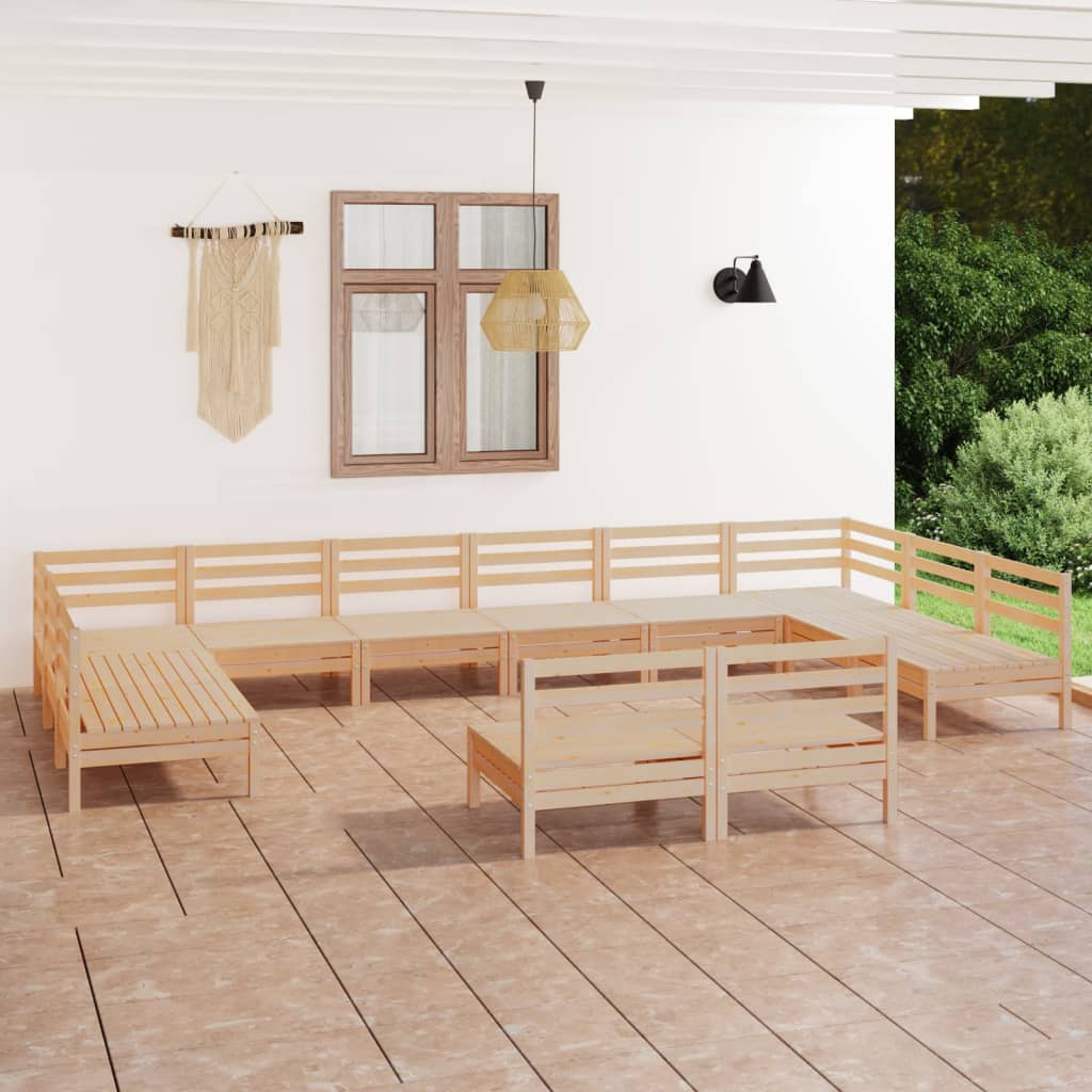 12-delige Loungeset massief grenenhout – afbeelding 1