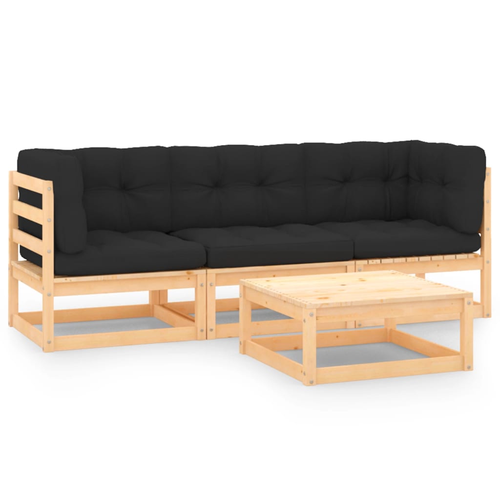 4-delige Loungeset massief grenenhout – afbeelding 1