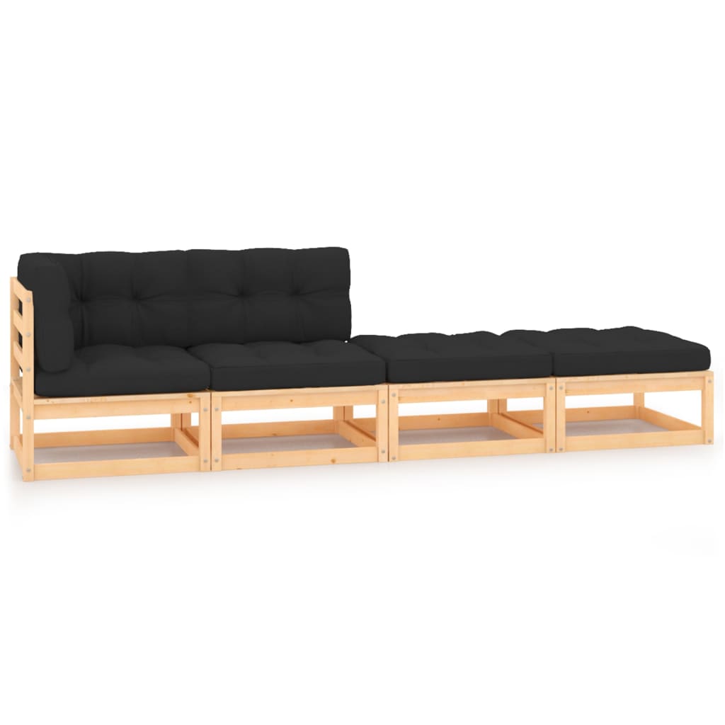 4-delige Loungeset massief grenenhout – afbeelding 1