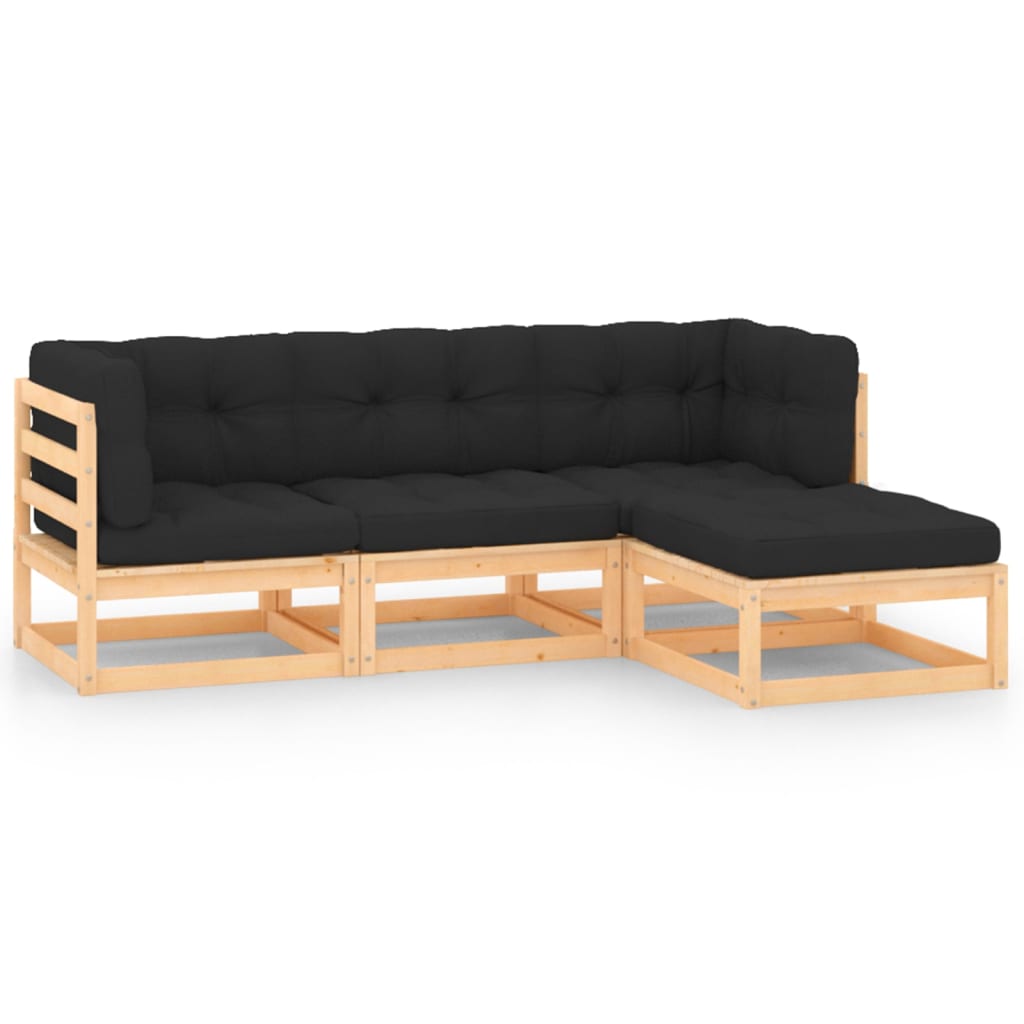 4-delige Loungeset massief grenenhout – afbeelding 1