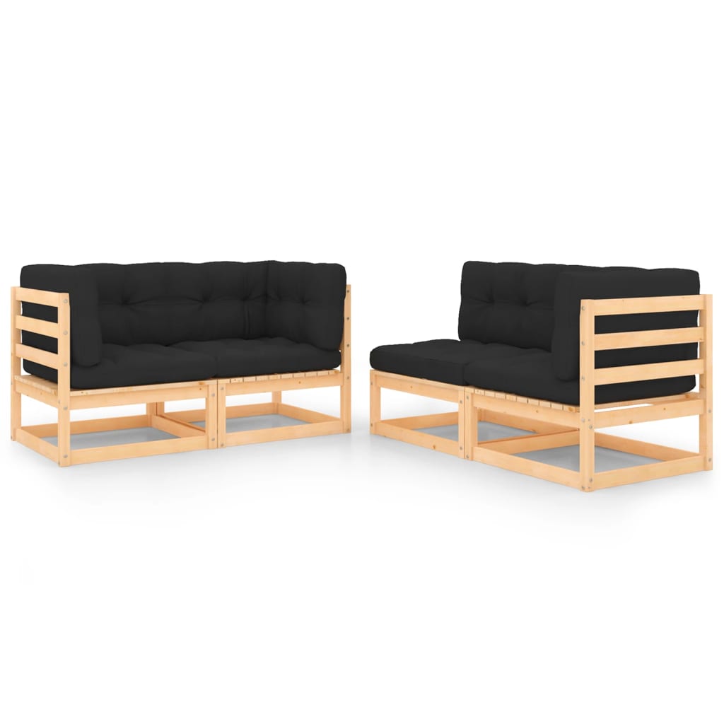 4-delige Loungeset massief grenenhout – afbeelding 1