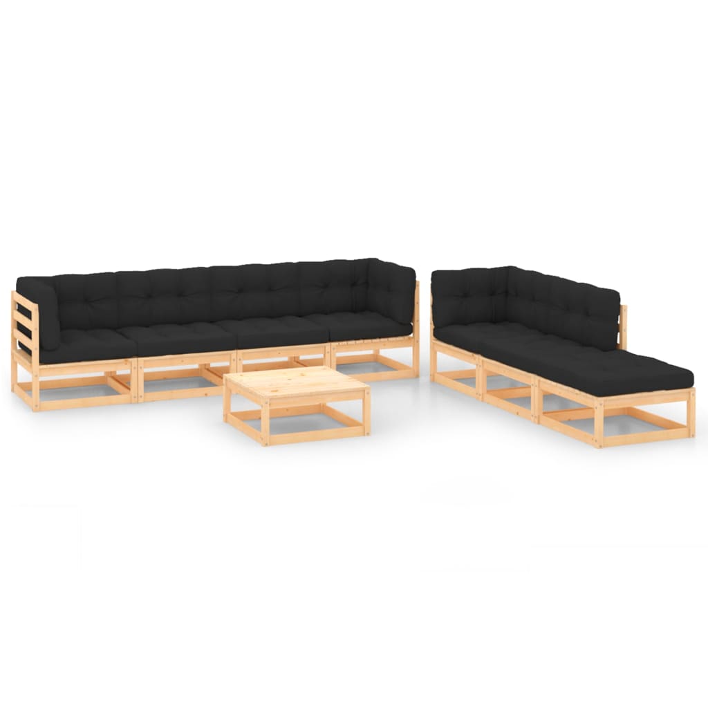 8-delige Loungeset met kussens massief grenenhout – afbeelding 1