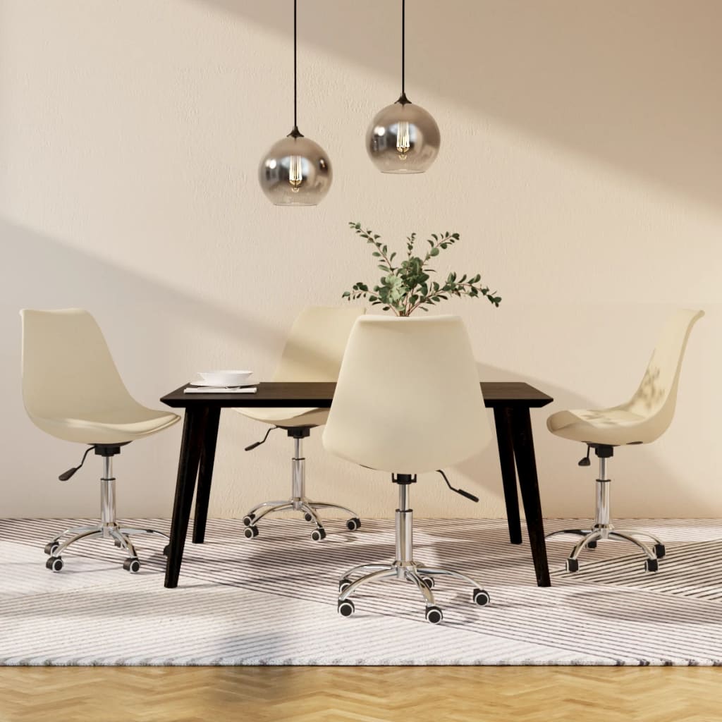 Eetkamerstoelen 4 st draaibaar stof crèmekleurig