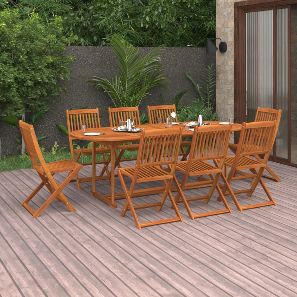 9-delige Tuinset 220x90x75 cm massief acaciahout – afbeelding 1