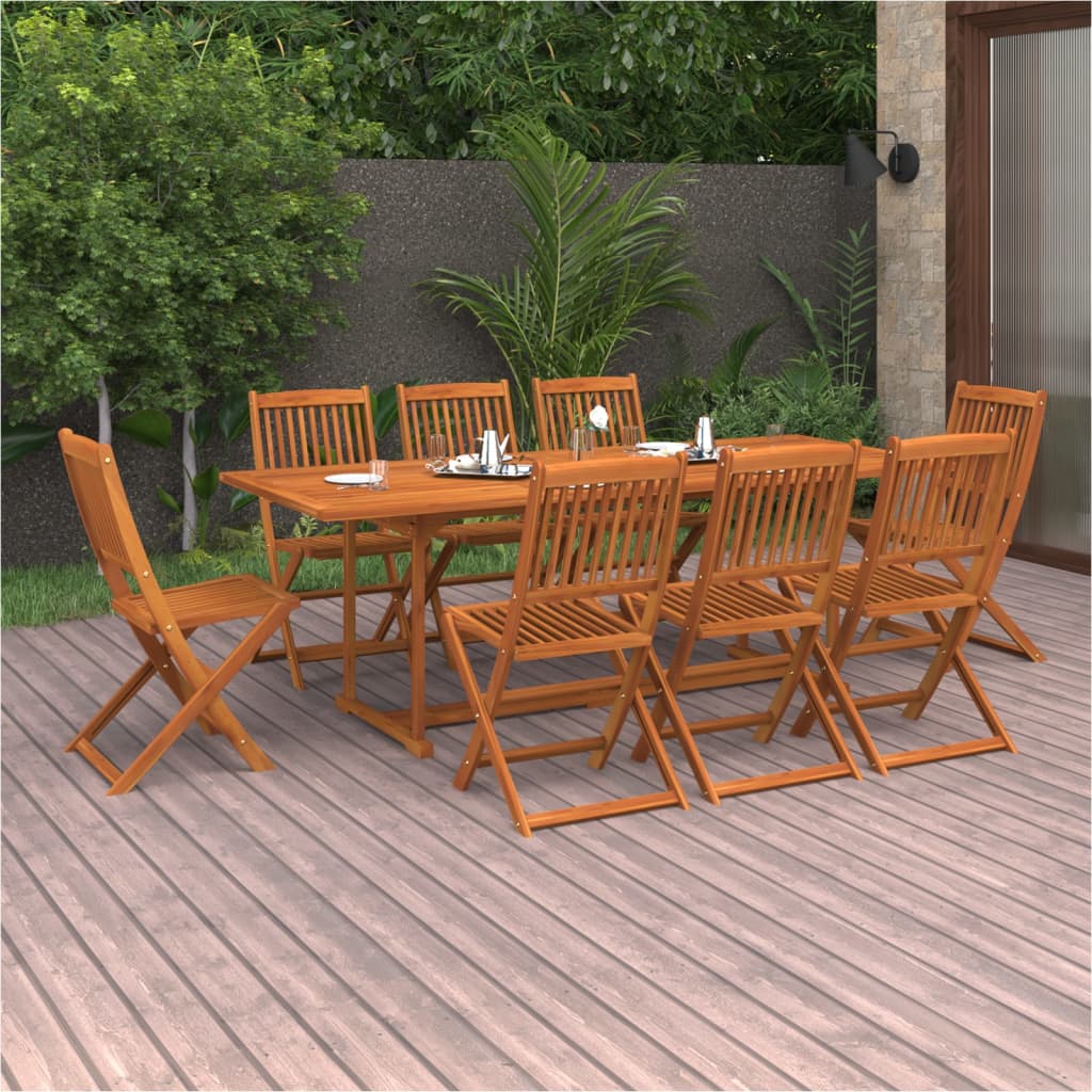 9-delige Tuinset 220x90x75 cm massief acaciahout – afbeelding 1