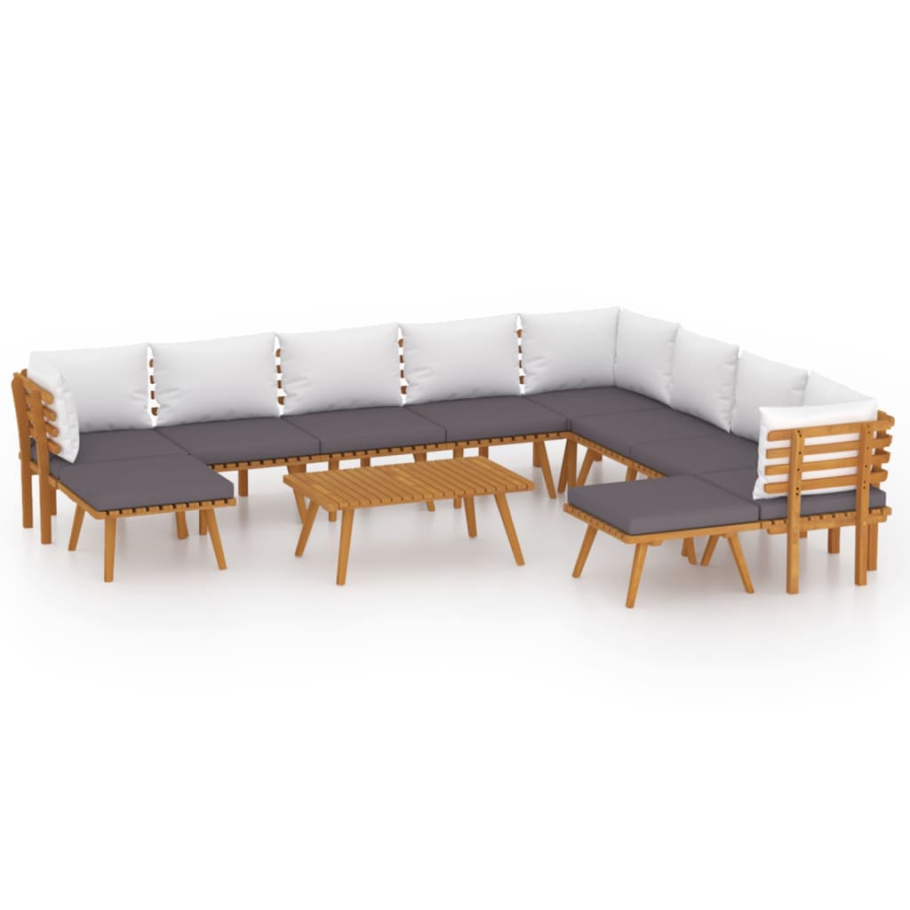 11-delige Loungeset met kussens massief acaciahout – afbeelding 2