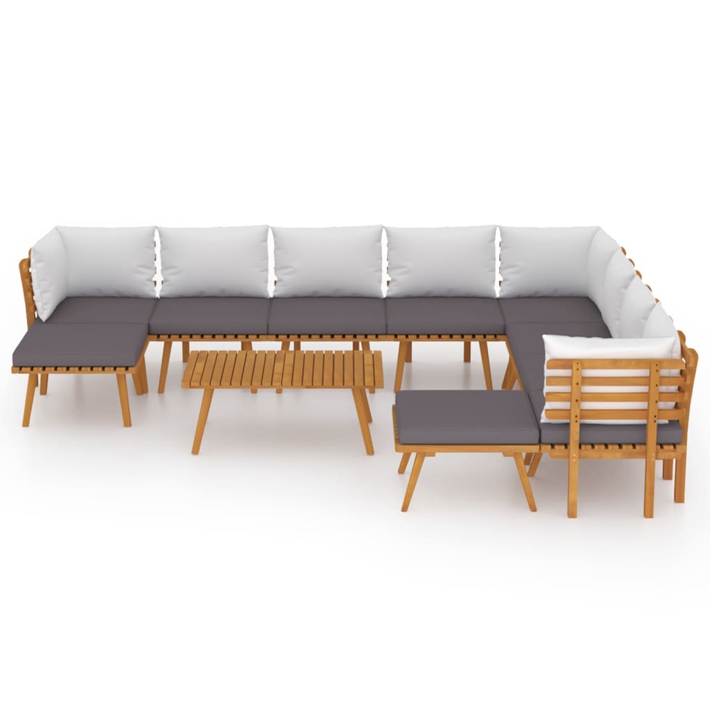 11-delige Loungeset met kussens massief acaciahout – afbeelding 3