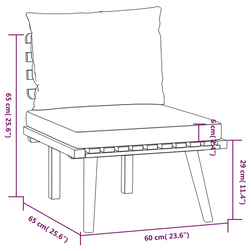 11-delige Loungeset met kussens massief acaciahout – afbeelding 9