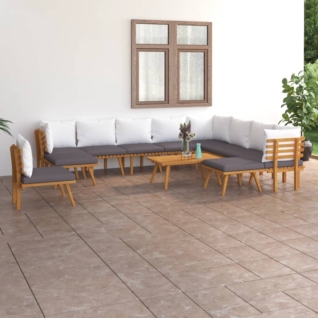 12-delige Loungeset met kussens massief acaciahout – afbeelding 1
