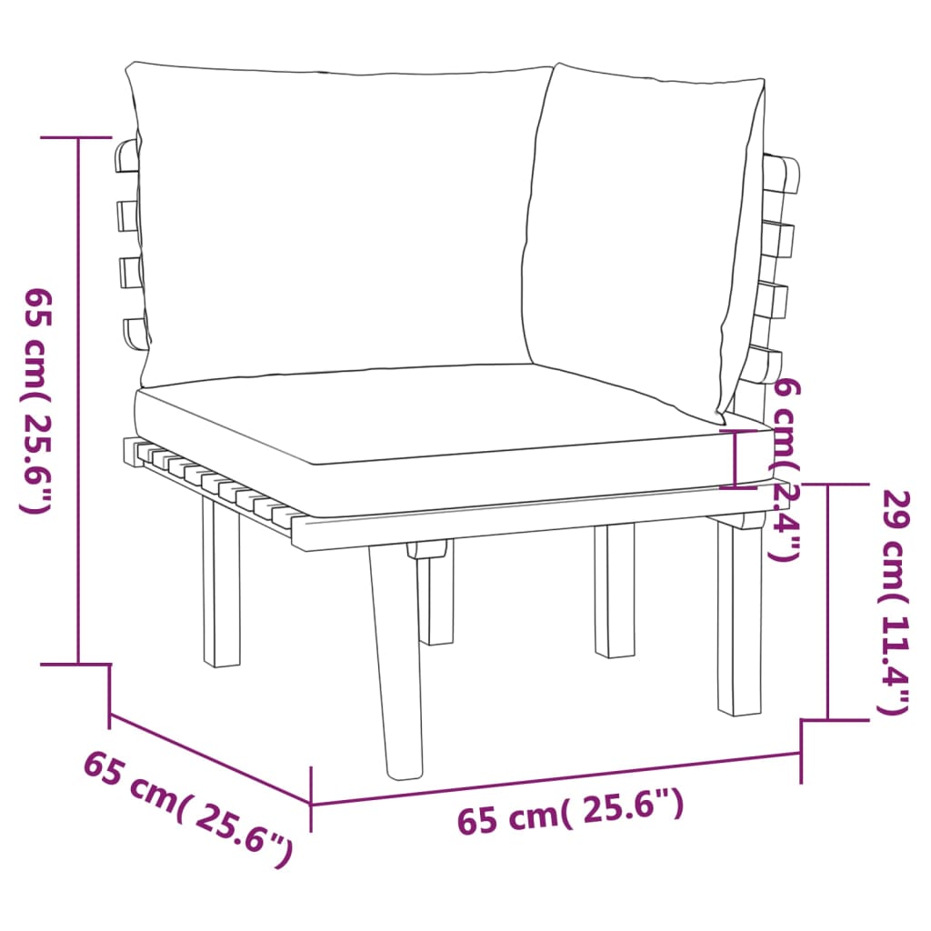 12-delige Loungeset met kussens massief acaciahout – afbeelding 10