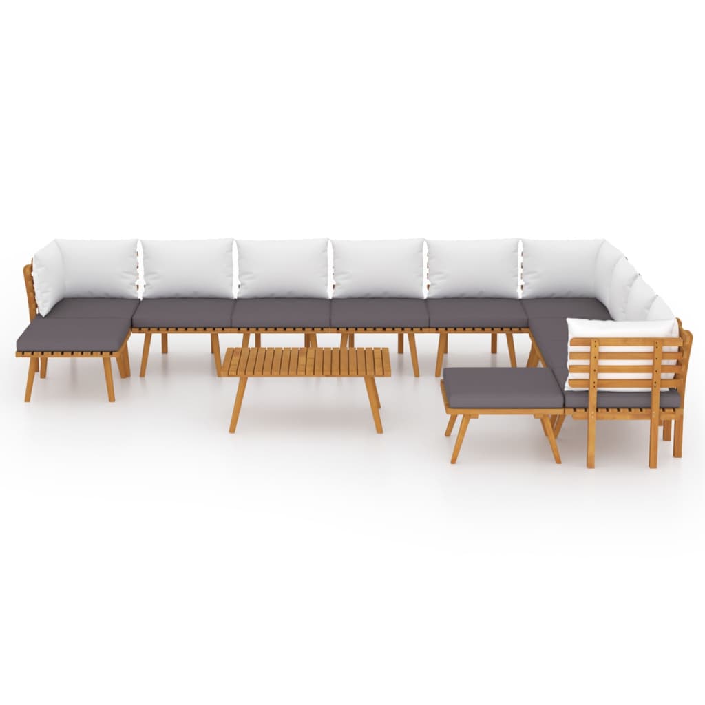 12-delige Loungeset met kussens massief acaciahout – afbeelding 3