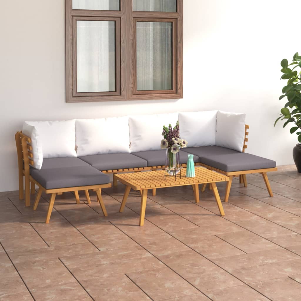 7-delige Loungeset met kussens massief acaciahout – afbeelding 1