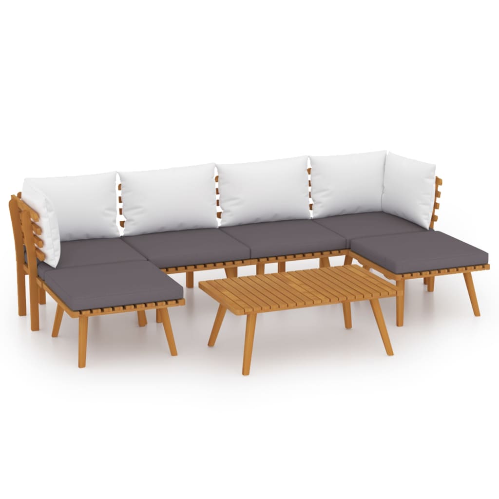 7-delige Loungeset met kussens massief acaciahout – afbeelding 2