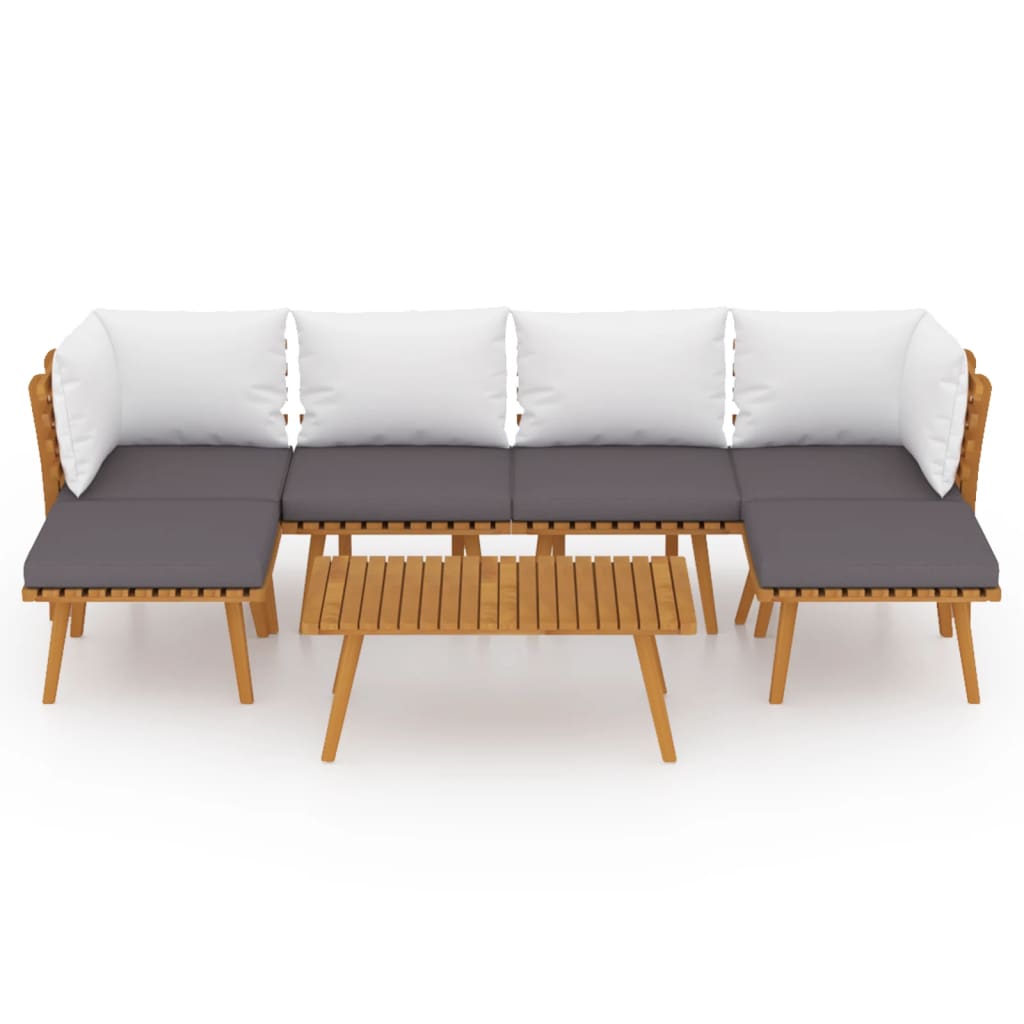 7-delige Loungeset met kussens massief acaciahout – afbeelding 3