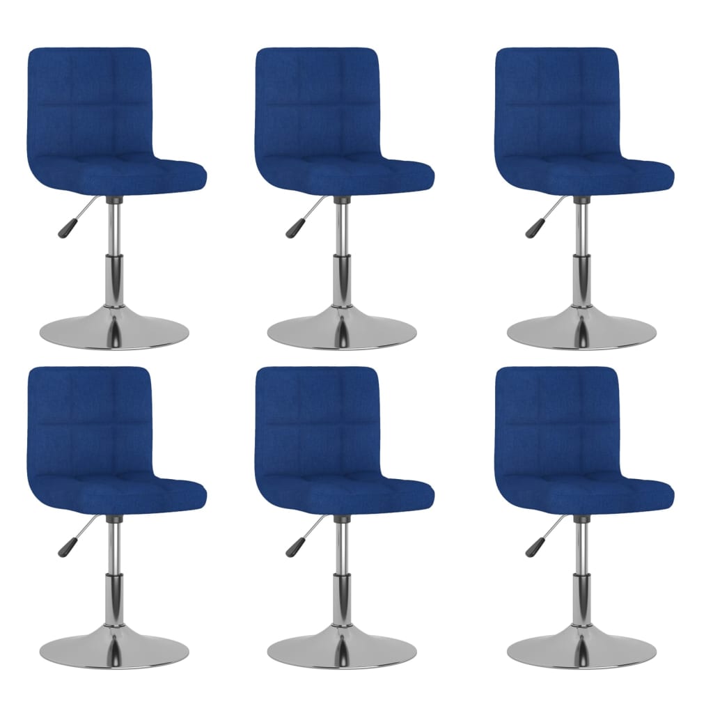 Eetkamerstoelen draaibaar 6 st stof blauw