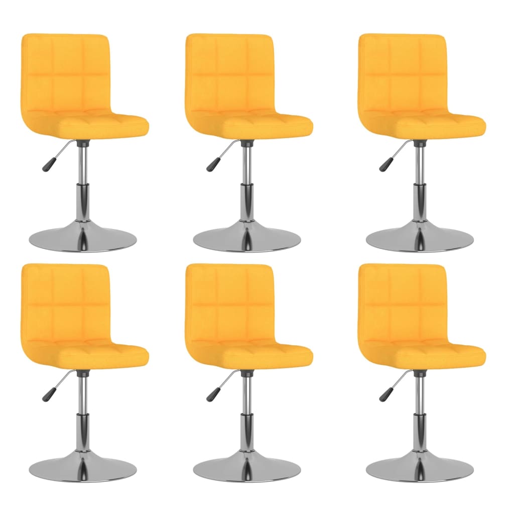 Eetkamerstoelen draaibaar 6 st stof geel