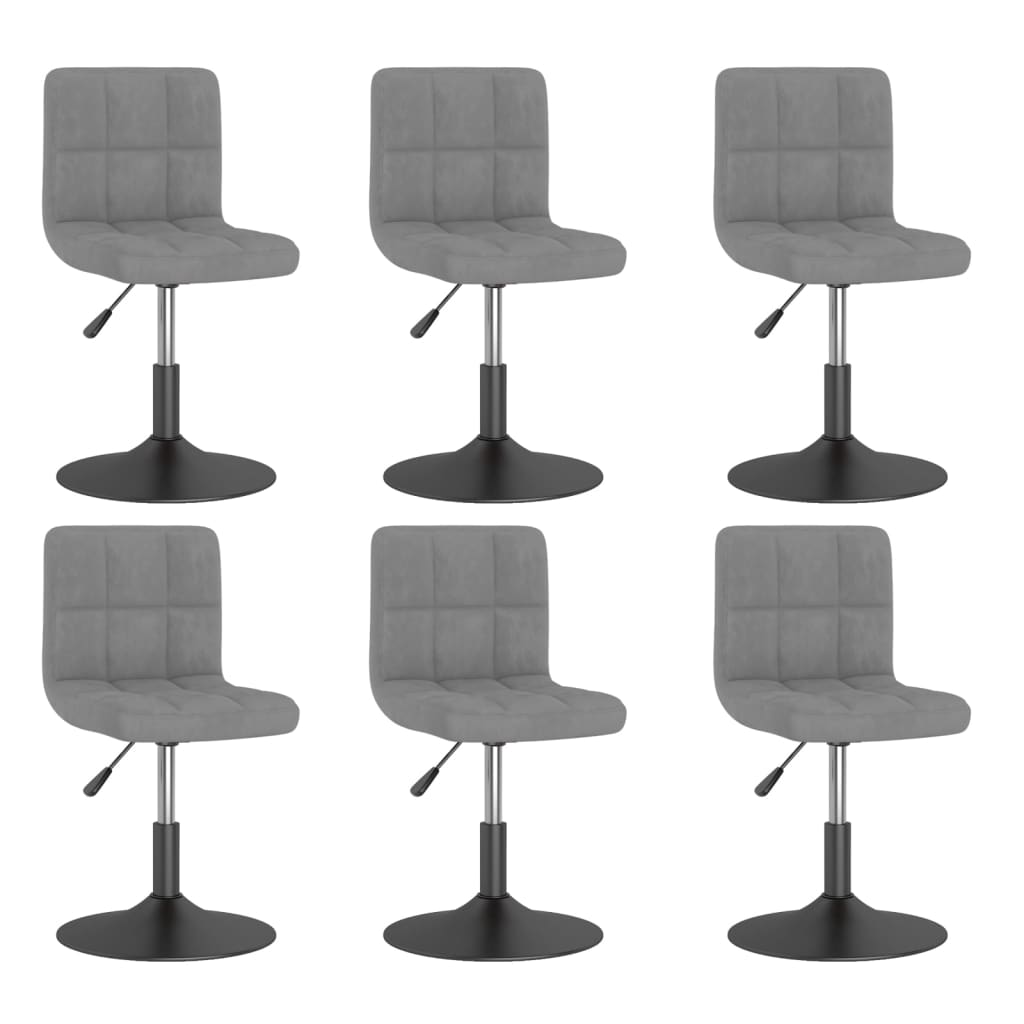 Eetkamerstoelen draaibaar 6 st fluweel lichtgrijs – afbeelding 1
