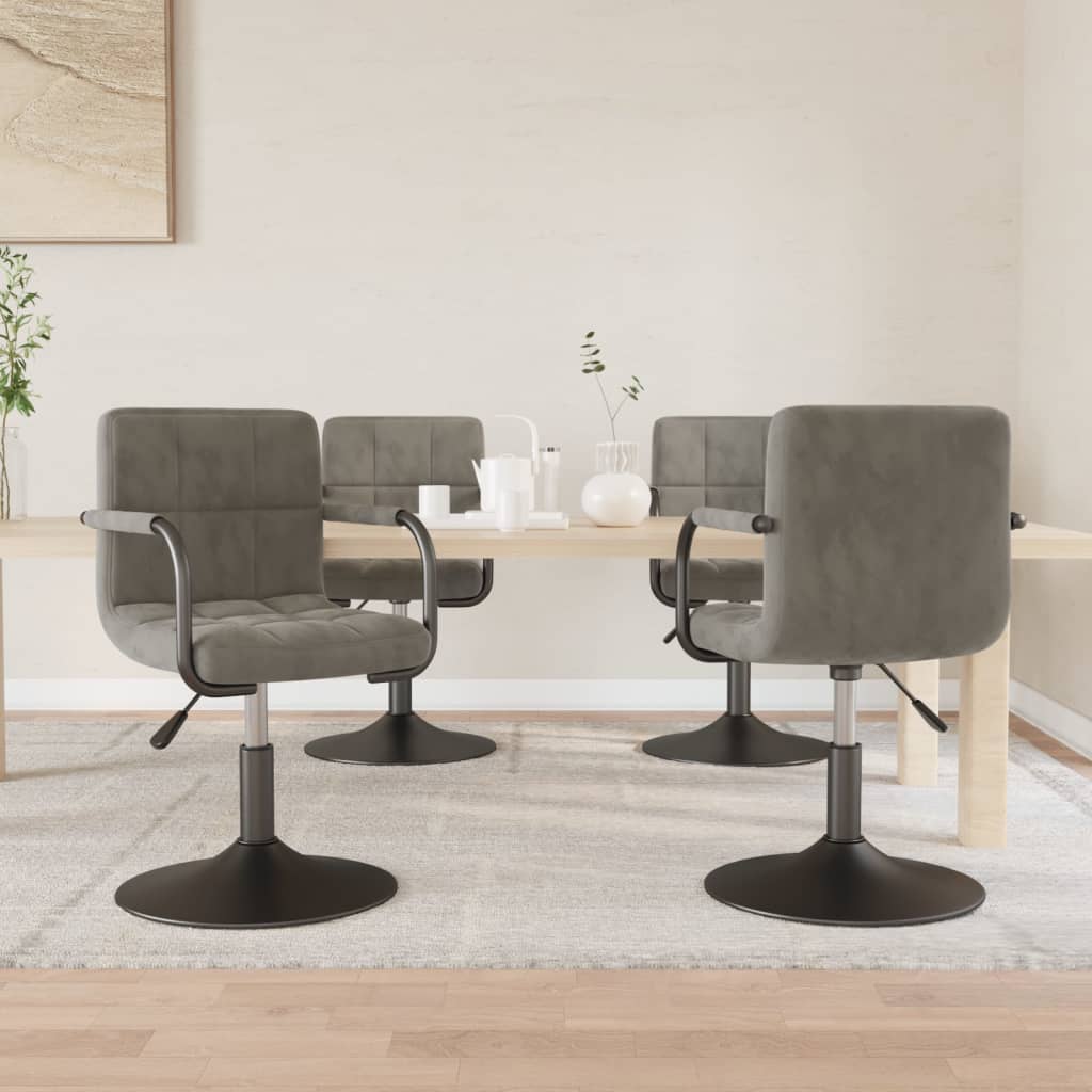 Eetkamerstoelen draaibaar 4 st fluweel lichtgrijs