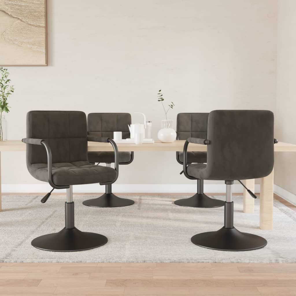 Eetkamerstoelen draaibaar 4 st fluweel donkergrijs