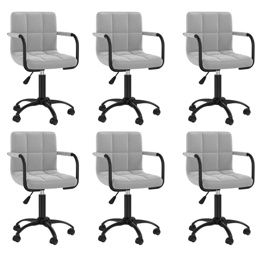 Eetkamerstoelen draaibaar 6 st fluweel lichtgrijs