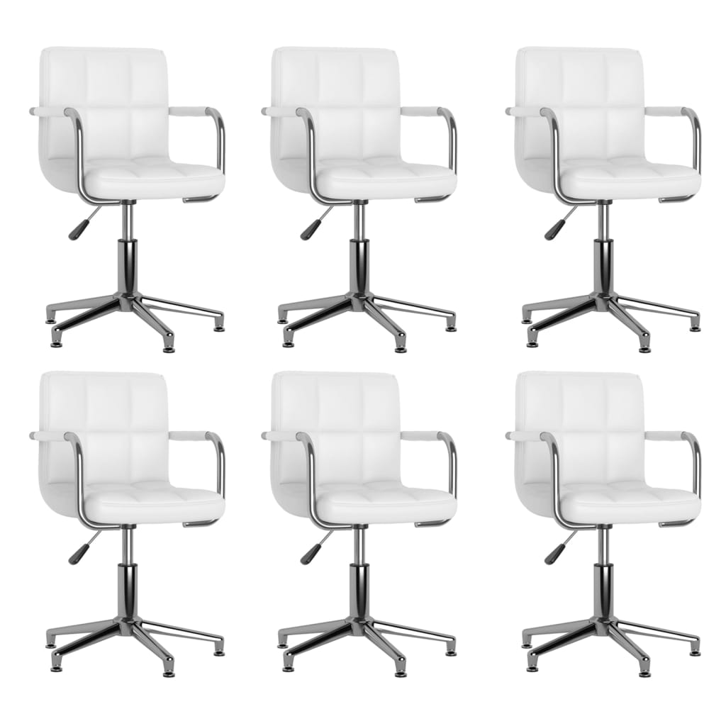 Eetkamerstoelen draaibaar 6 st kunstleer wit