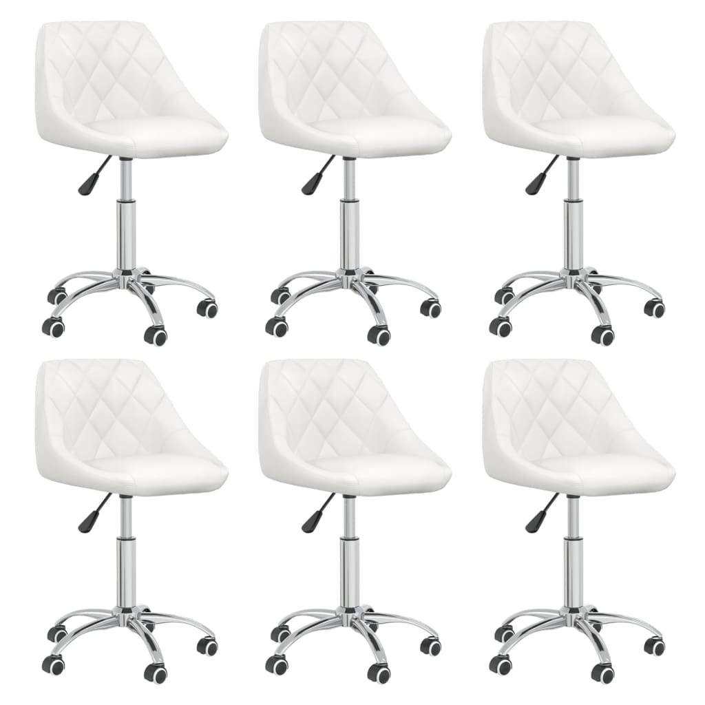 Eetkamerstoelen draaibaar 6 st kunstleer wit – afbeelding 1