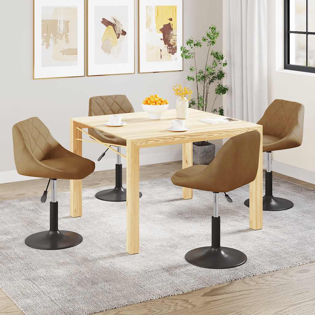 Eetkamerstoelen draaibaar 4 st fluweel bruin