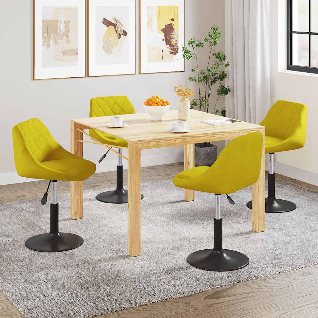 Eetkamerstoelen draaibaar 4 st fluweel mosterdgeel