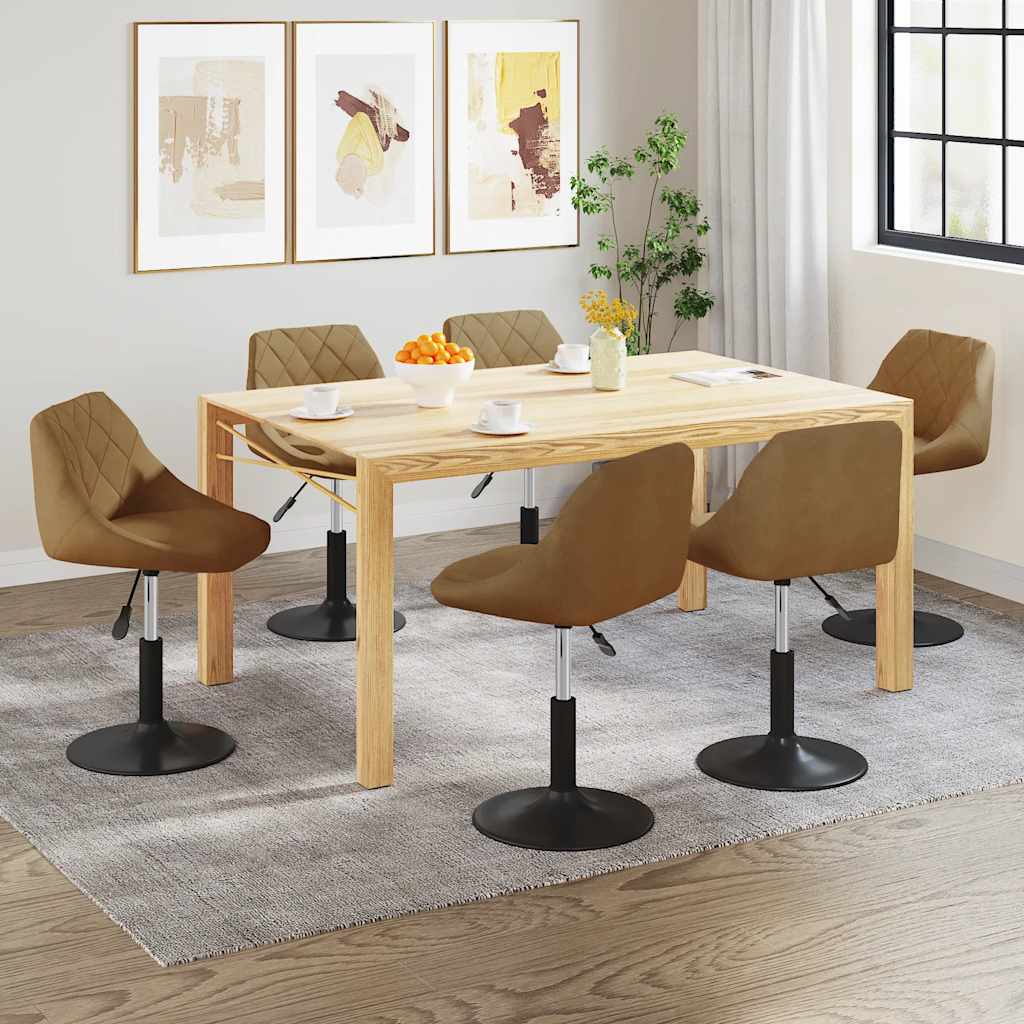 Eetkamerstoelen draaibaar 6 st fluweel bruin – afbeelding 1