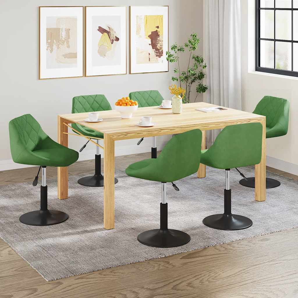 Eetkamerstoelen draaibaar 6 st fluweel lichtgroen