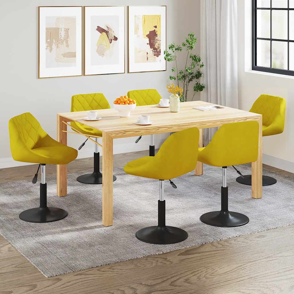 Eetkamerstoelen draaibaar 6 st fluweel mosterdgeel – afbeelding 1