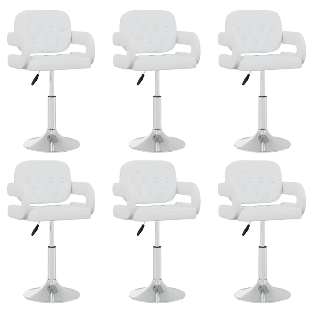 Eetkamerstoelen draaibaar 6 st kunstleer wit