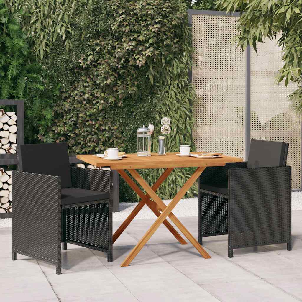 3-delige Tuinset met kussens zwart – afbeelding 1