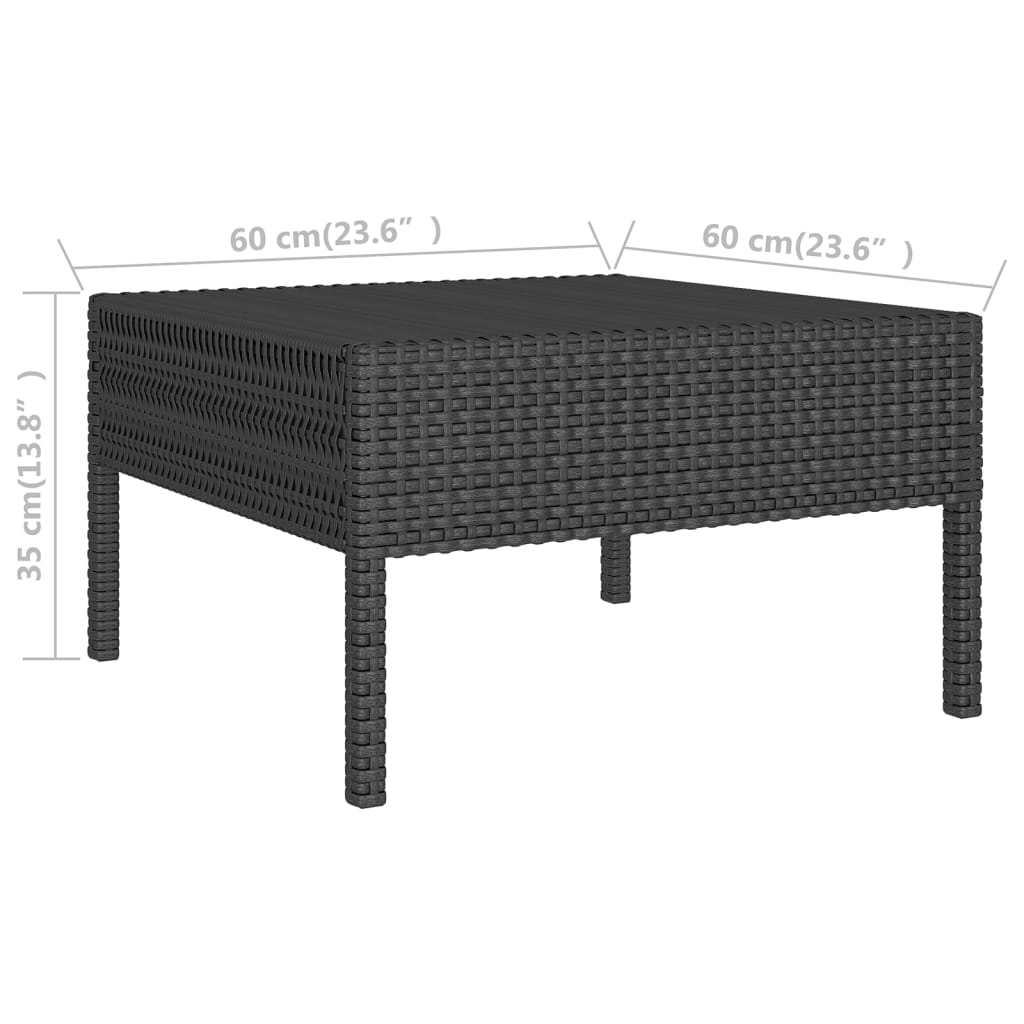 5-delige Loungeset met kussens poly rattan zwart – afbeelding 10